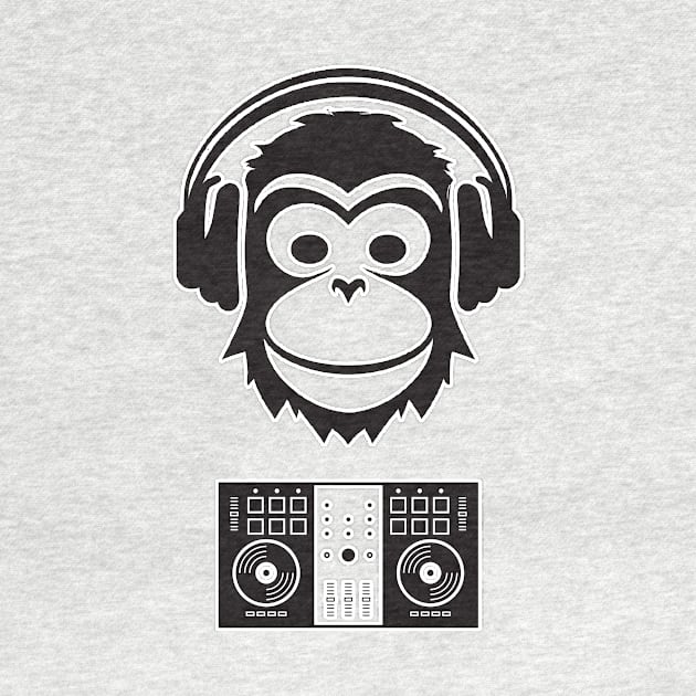 black and white smart dj monkey by Fresh aus